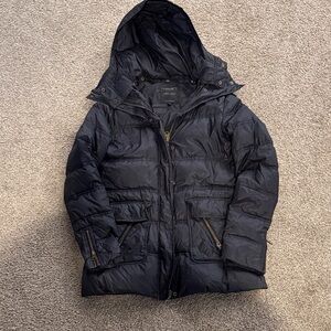 Sanctuary Dark Puffer Coat with Hood